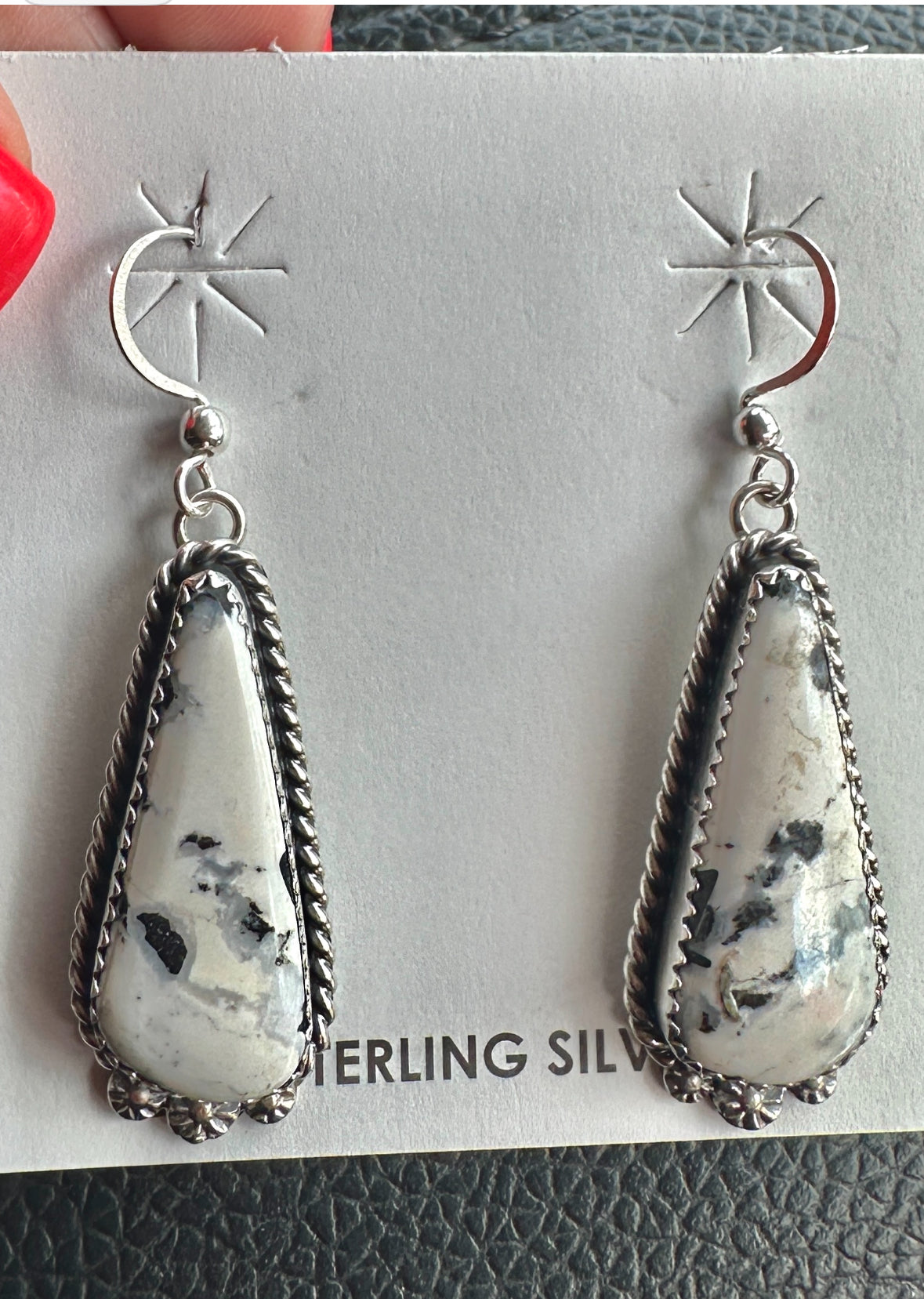 Stunning white buffalo Navajo dangles