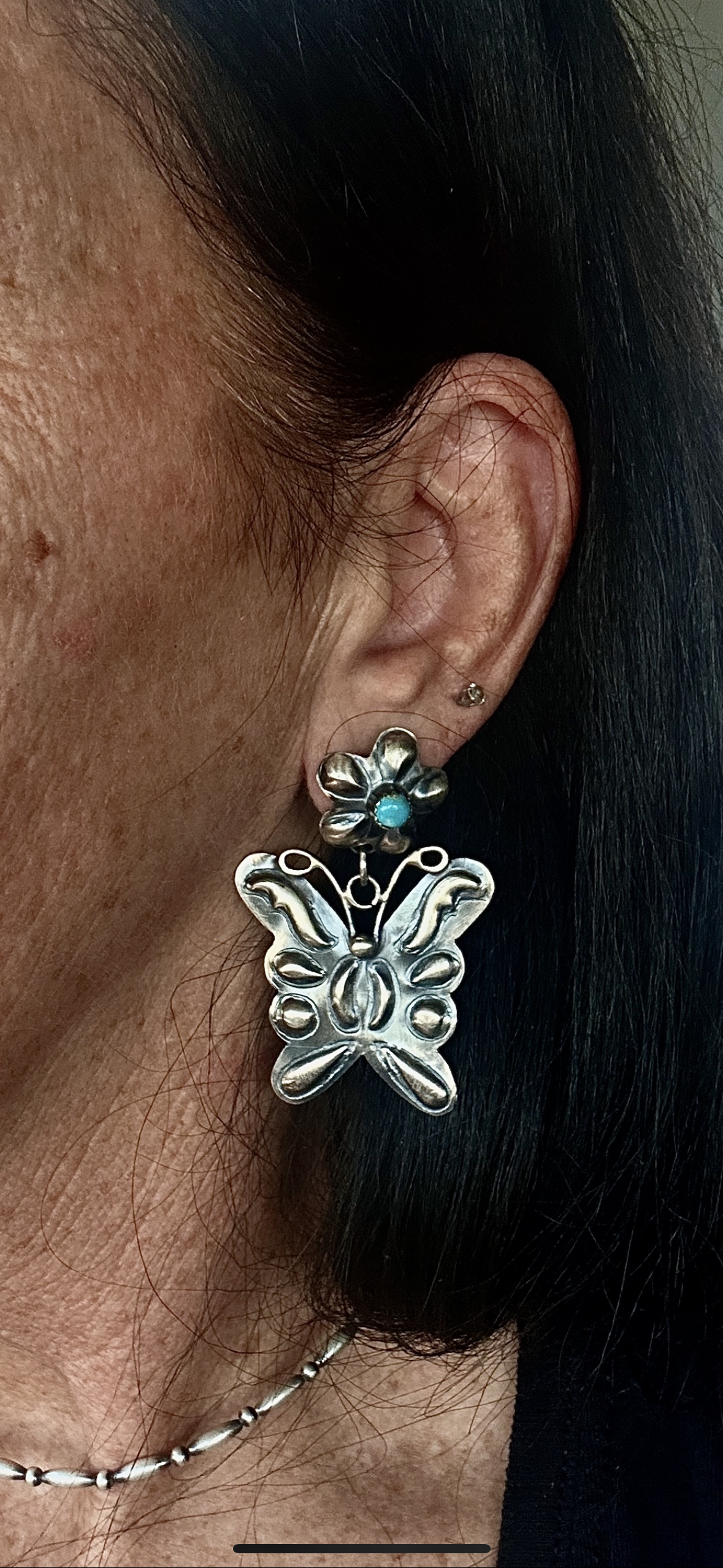 Butterfly concho dangle statement earrings