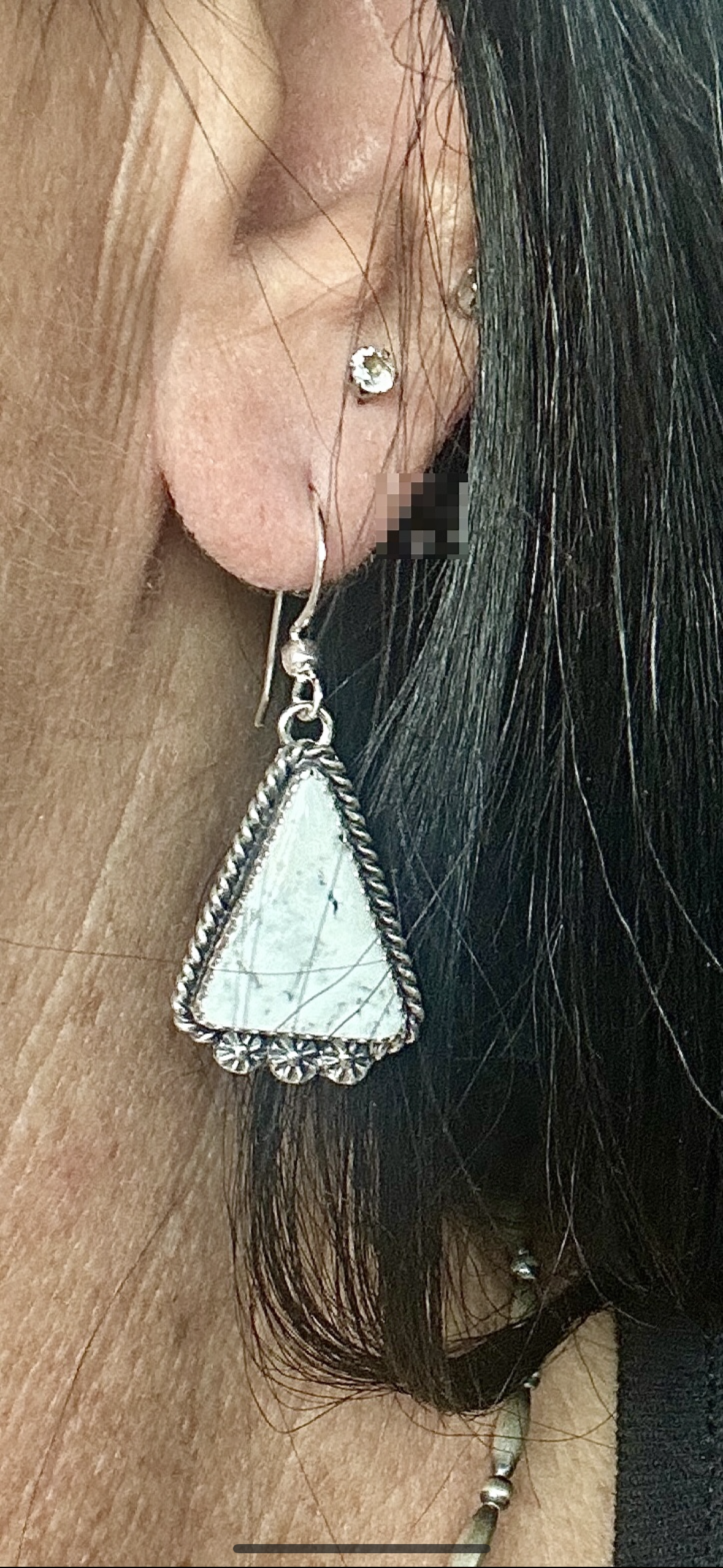 Lovely triangular white buffalo dangle earrings