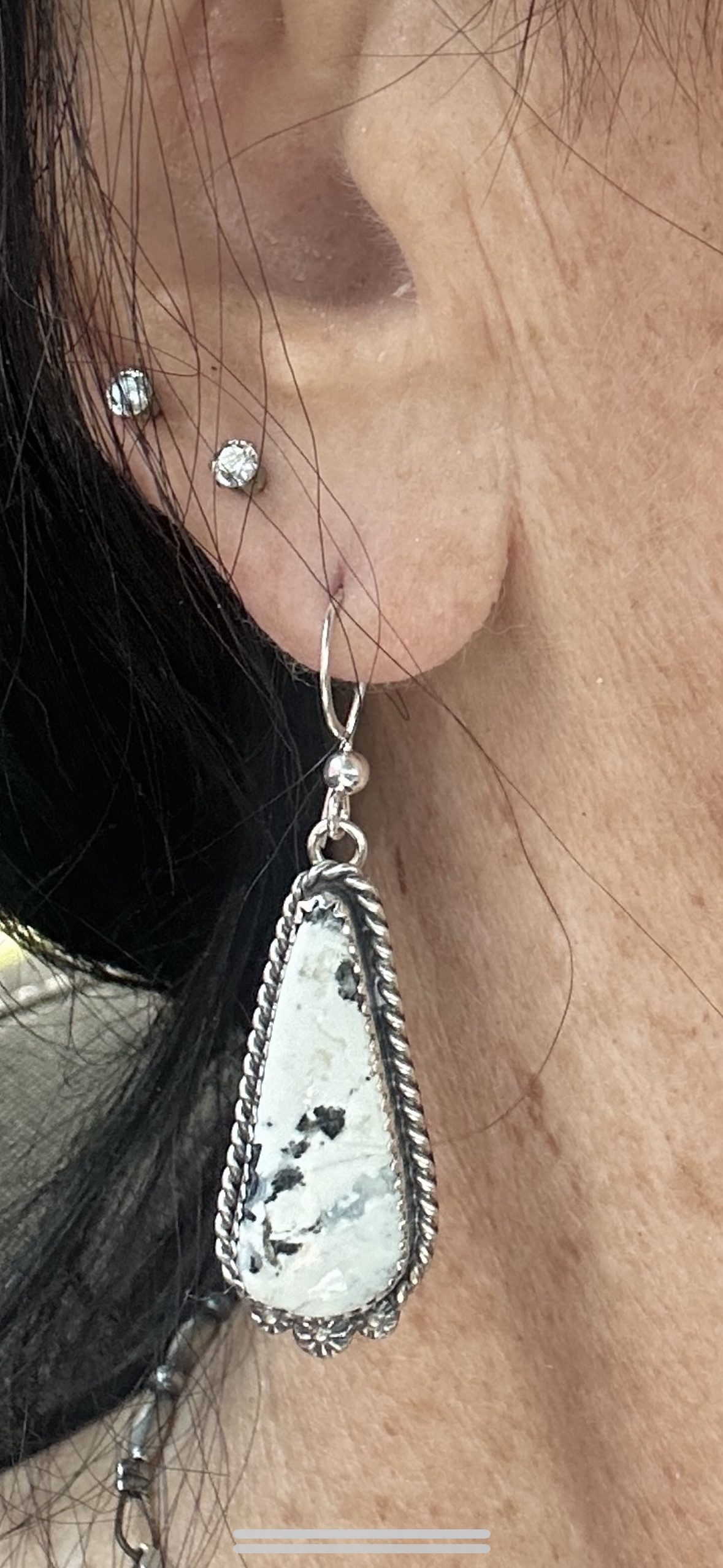 Stunning white buffalo Navajo dangles