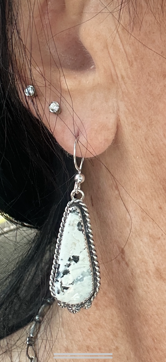 Stunning white buffalo Navajo dangles