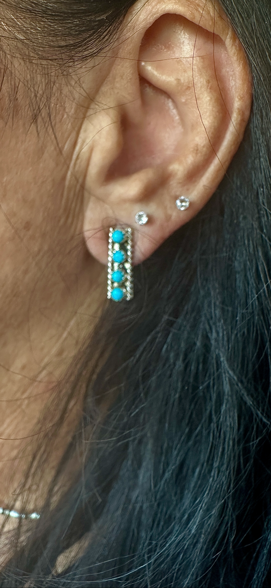 Authentic Navajo Sterling Silver Post Earrings by Esther White - Handmade Native American Jewelry