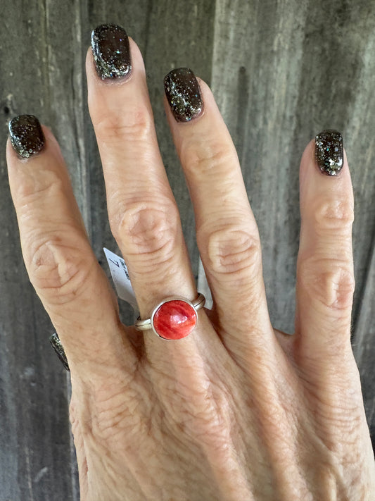 Red Spiney Ring Made by Leroy James