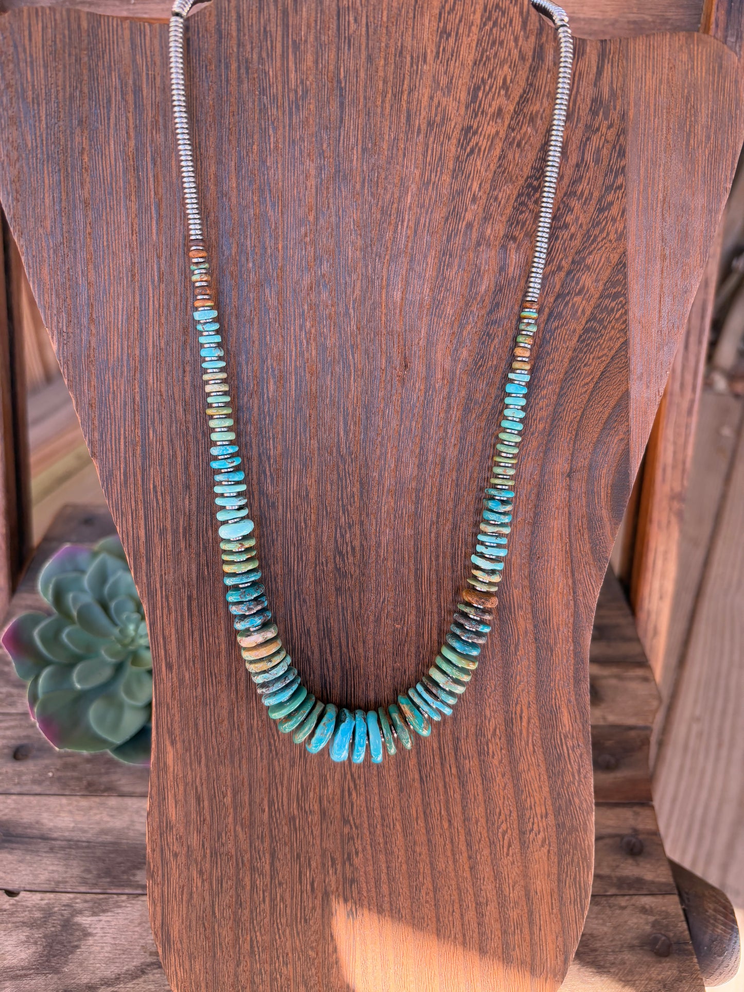 Tri-Color Turquoise & Hematite Necklace – 23"