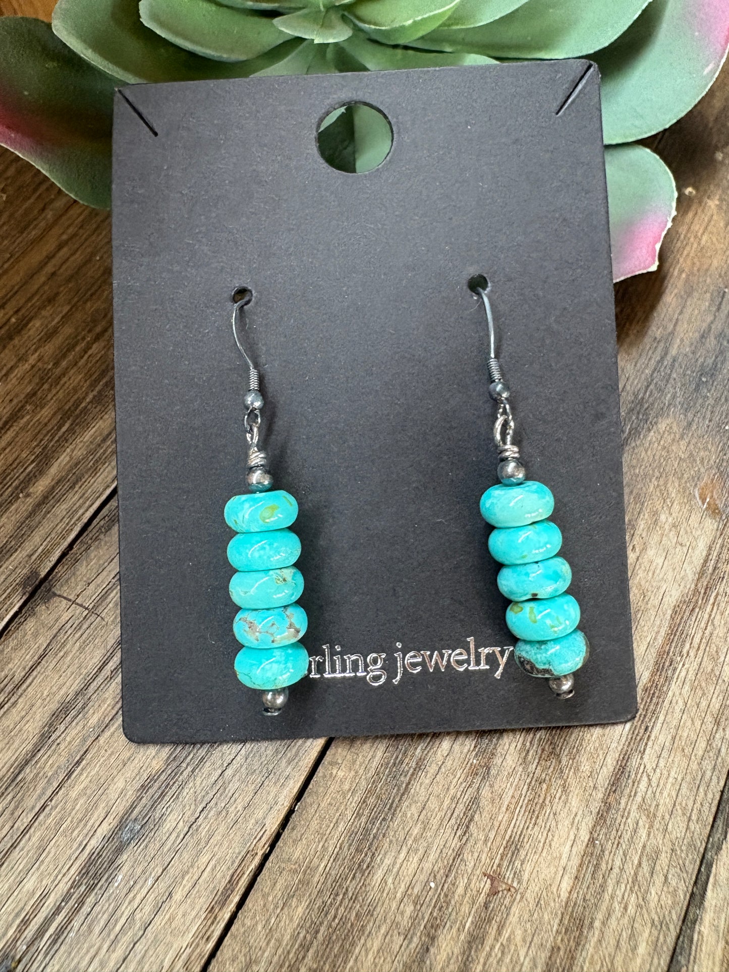 8 mm Rondelle Turquoise earrings simple light