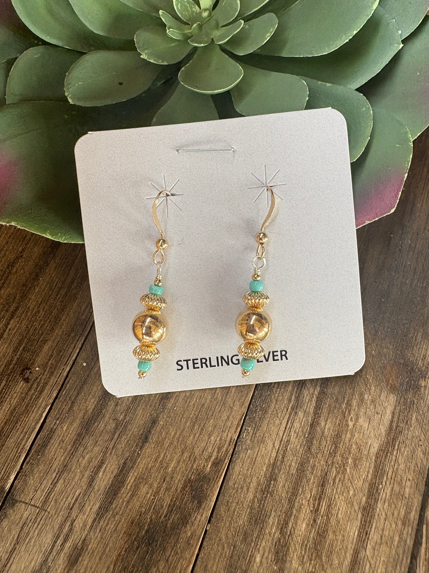 Authentic Turquoise & Gold Earrings