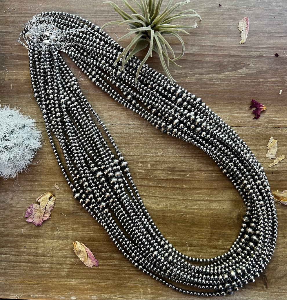 28 inch  Sterling silver pearls graduated necklace