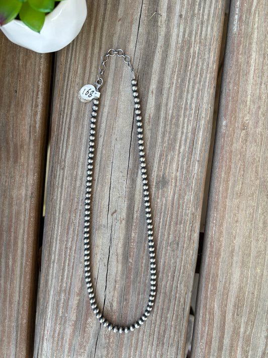 5mm Sterling Silver Pearl Necklace | 18" + 2" Extender
