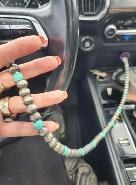 Navajo Pearl and turquoise phone charger