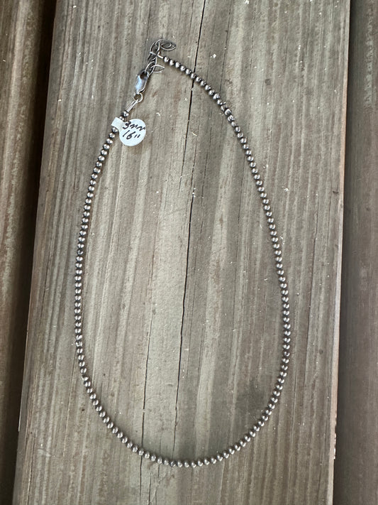 3mm Sterling Silver Pearls 16 " choker-necklace