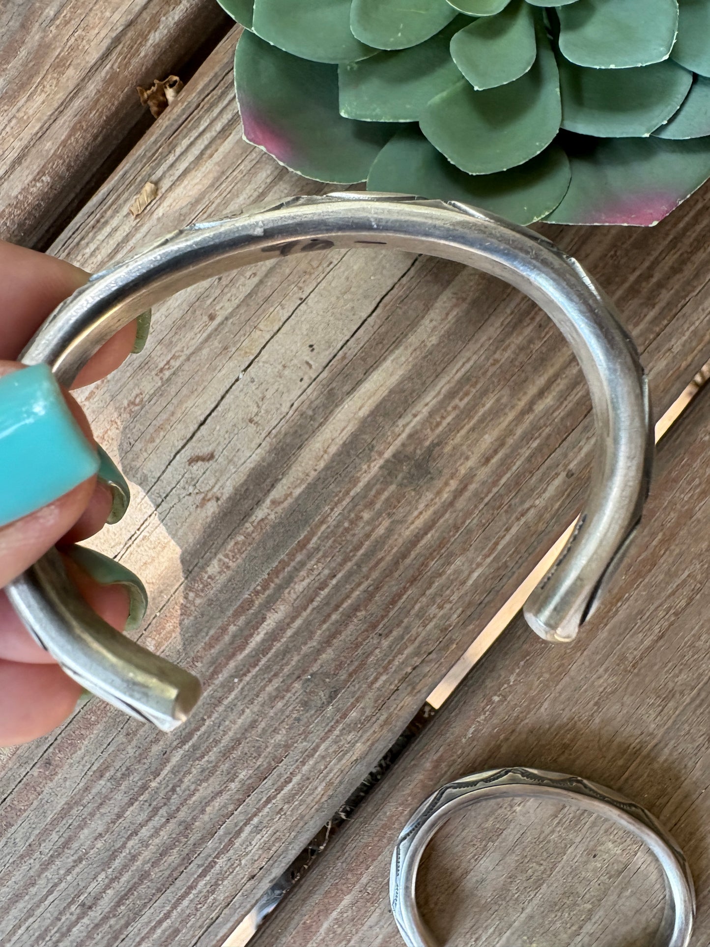 Silver stamped Navajo made heavy duty cuff