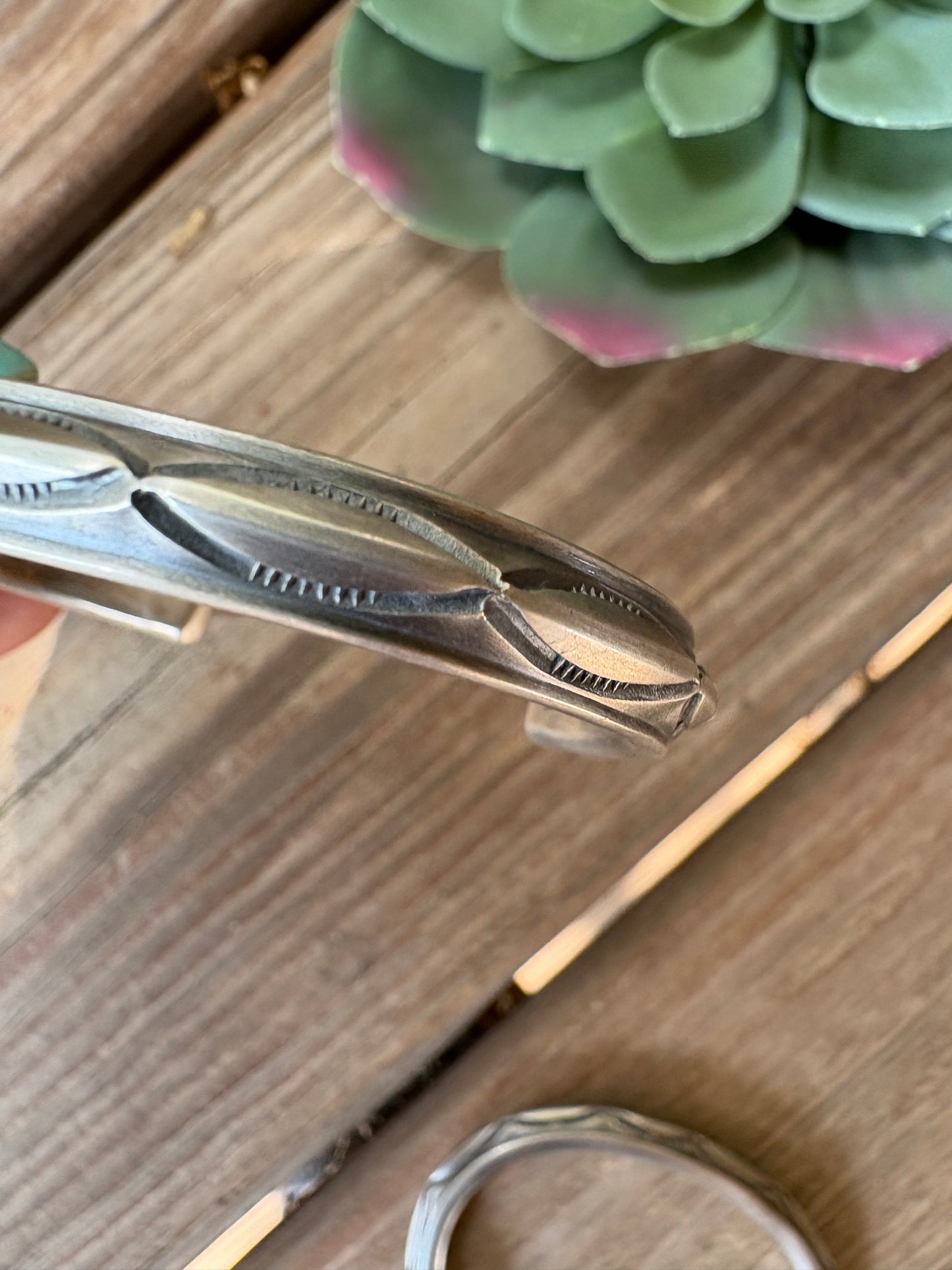 Silver stamped Navajo made heavy duty cuff