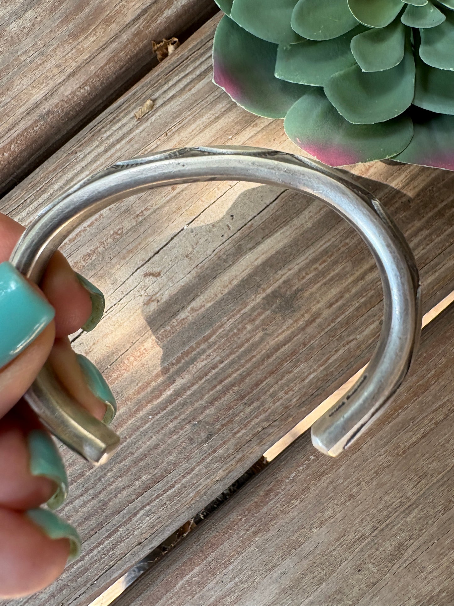 Navajo made--Silver stamped heavy duty stacker cuff