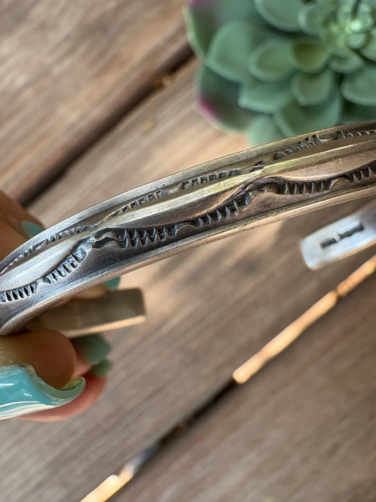 Navajo made--Silver stamped heavy duty stacker cuff