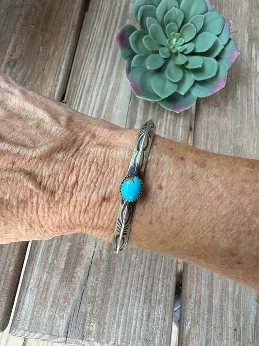Turquoise Cuff Bracelet – Sterling Silver