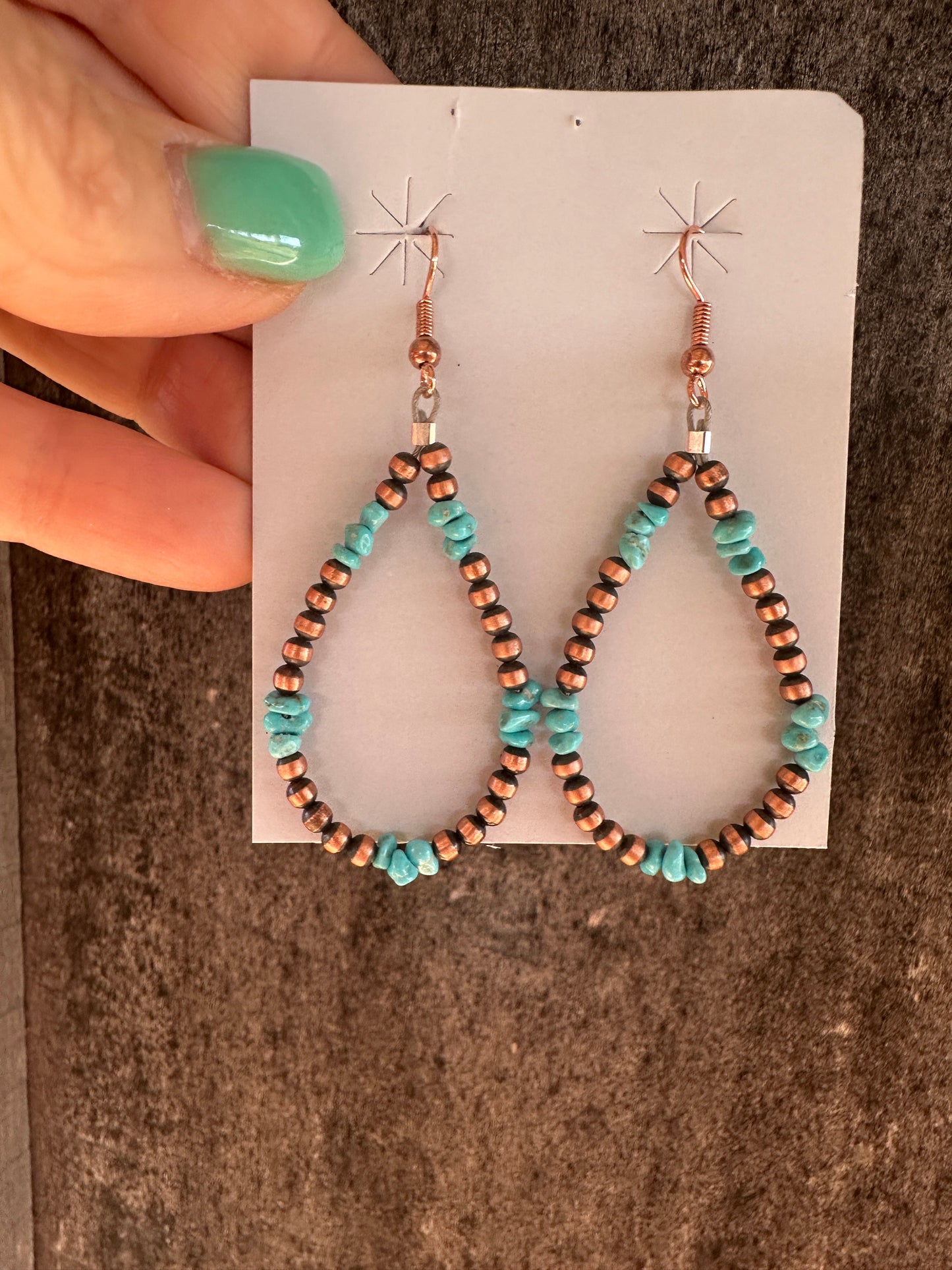 Copper and Kingman Turquoise Earrings