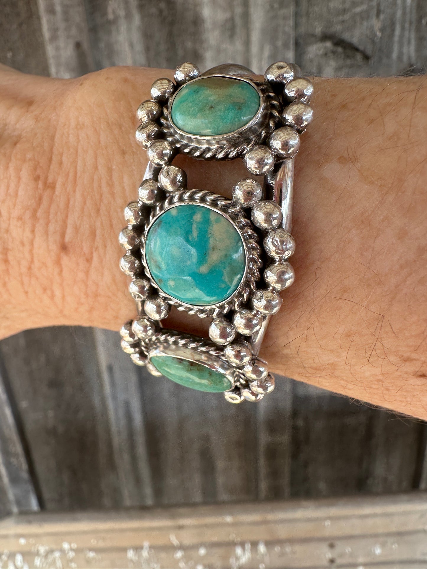 Three Stone Mona Lisa Turquoise Bracelet