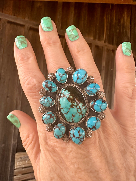 Navajo Made Adjustable Ring #8 Turquoise Stone