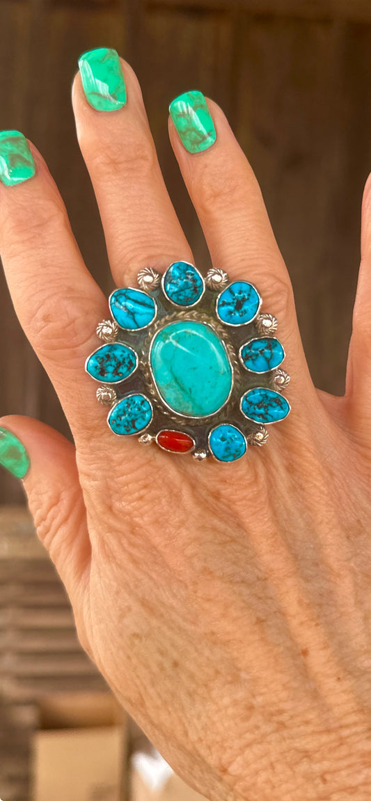 Adjustable Navajo Turquoise Ring