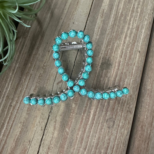 Smaller Turquoise pearl hairclip