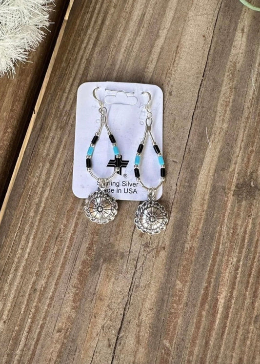 Black onyx and turquoise earrings