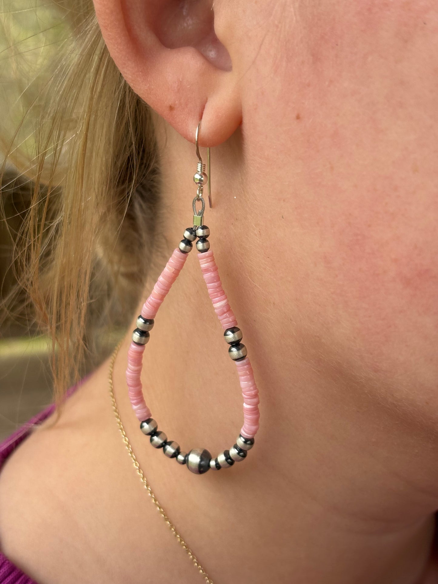 Sterling Silver and Pink Conch Earrings