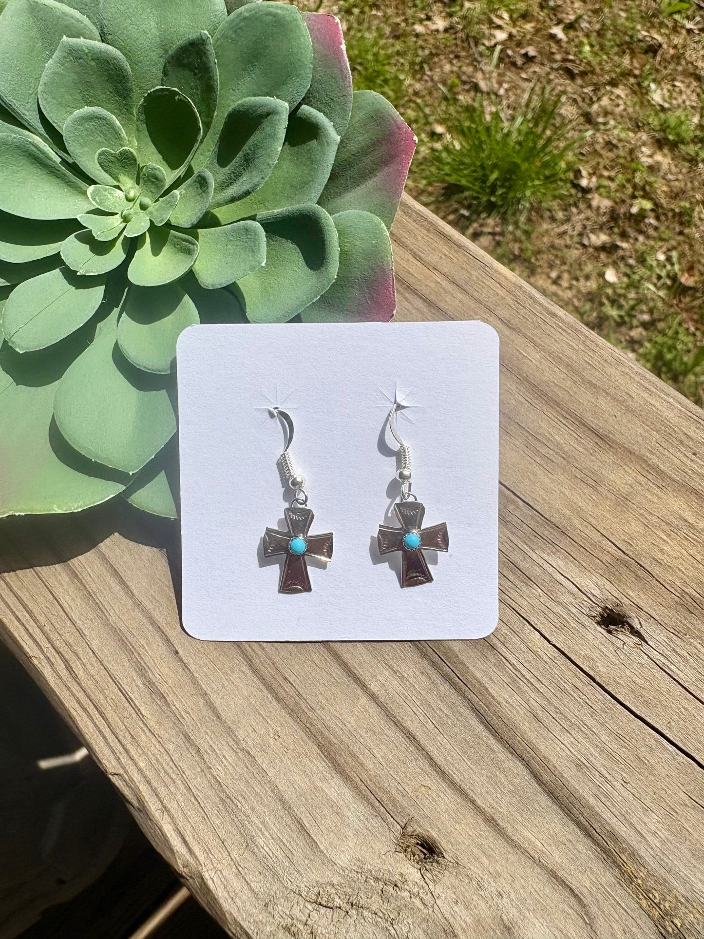 Cross Sterling Silver Dangle Earrings