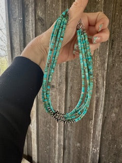 Sterling silver Pearls choker & authentic Variscite Choker