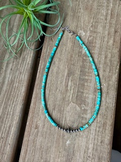 Sterling silver Pearls choker & authentic Variscite Choker