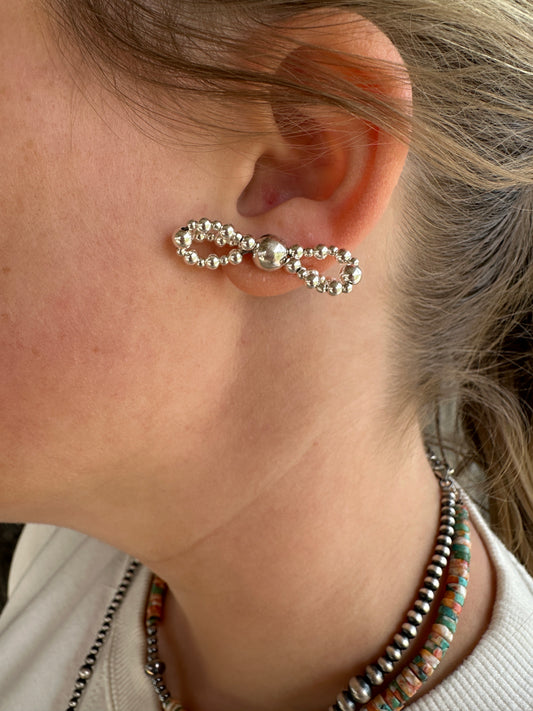 Sterling Silver Onyx Bow Earrings
