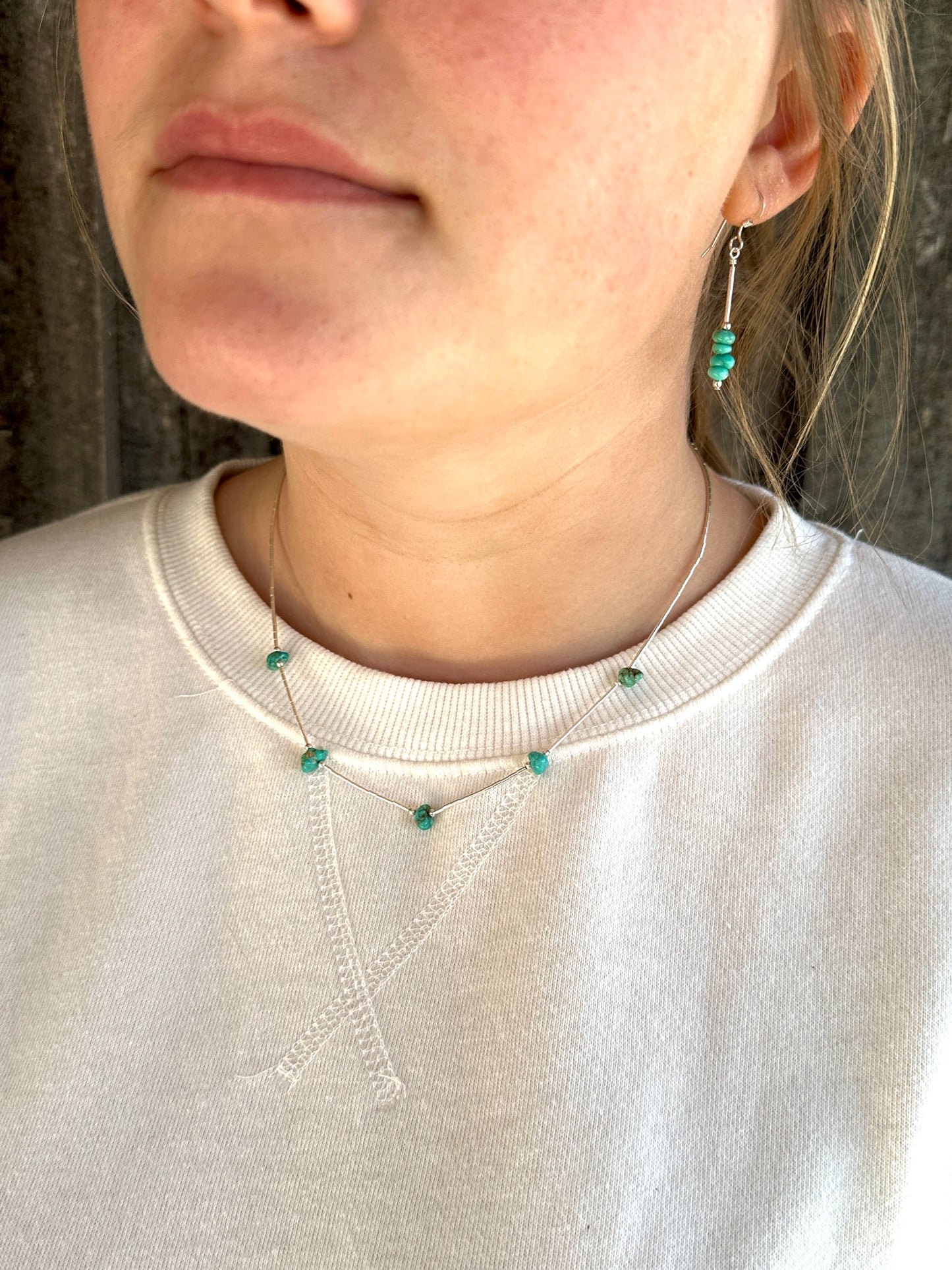 Turquoise nugget dainty earrings