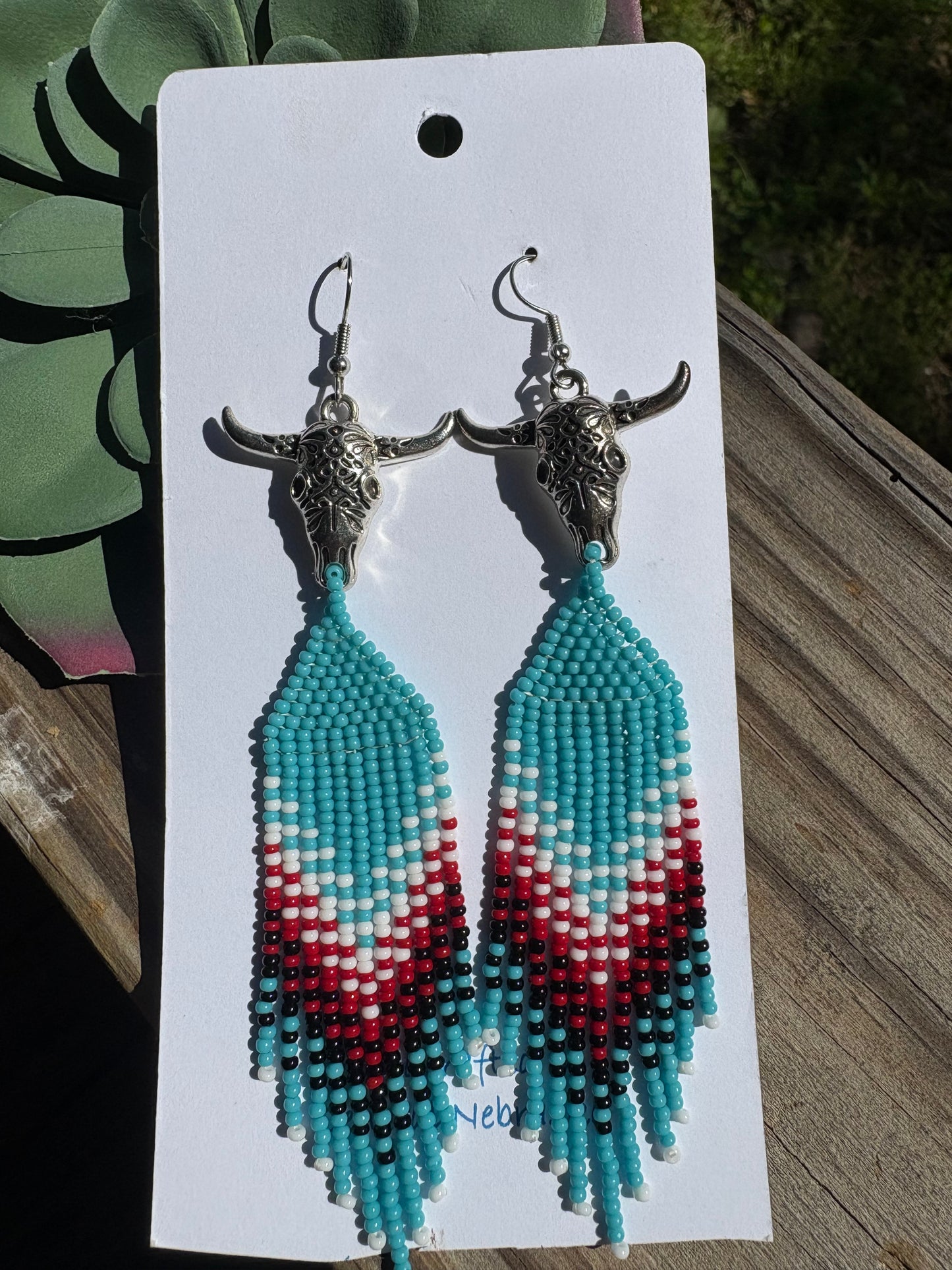 Steer Head Fringe Earrings