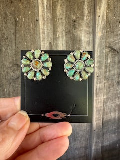 T. Williams Cluster Earrings Green