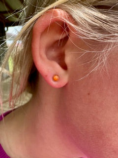 Orange Sterling Silver Stud Earrings