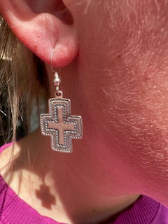 Sterling Silver Cross Dangle Earrings