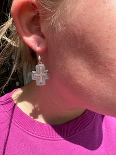 Sterling Silver Cross Dangle Earrings