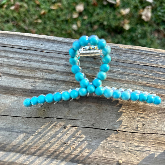 LG Turquoise Magnesite Beaded Hair Clip