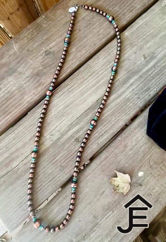 Copper and Sterling Silver Tyrone Turquoise Necklace