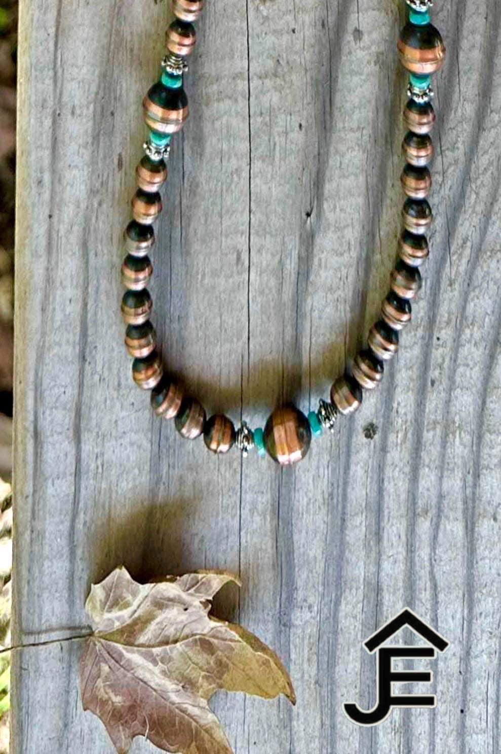 Copper and Sterling Silver Tyrone Turquoise Necklace