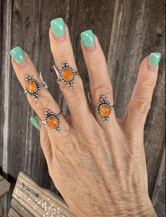 Orange Spiney Dainty Rings