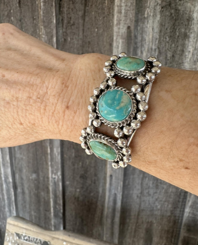 Three Stone Mona Lisa Turquoise Bracelet