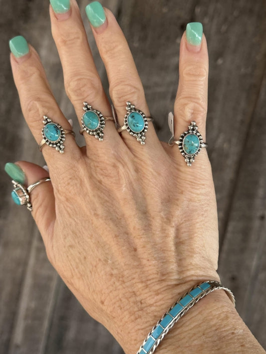 Turquoise Dainty Rings NA made