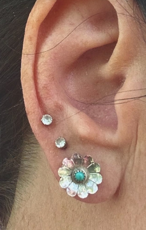 Sterling Silver Turquoise Flower Earrings