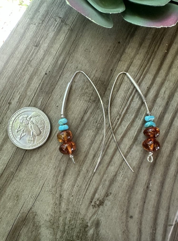 Amber Turquoise Dangle Earrings