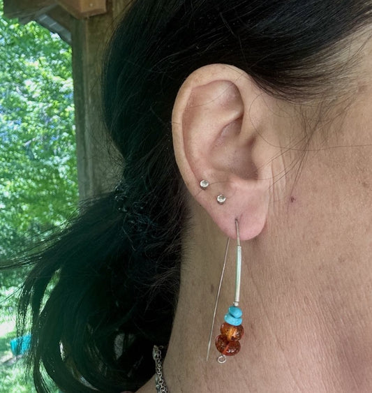 Amber Turquoise Dangle Earrings