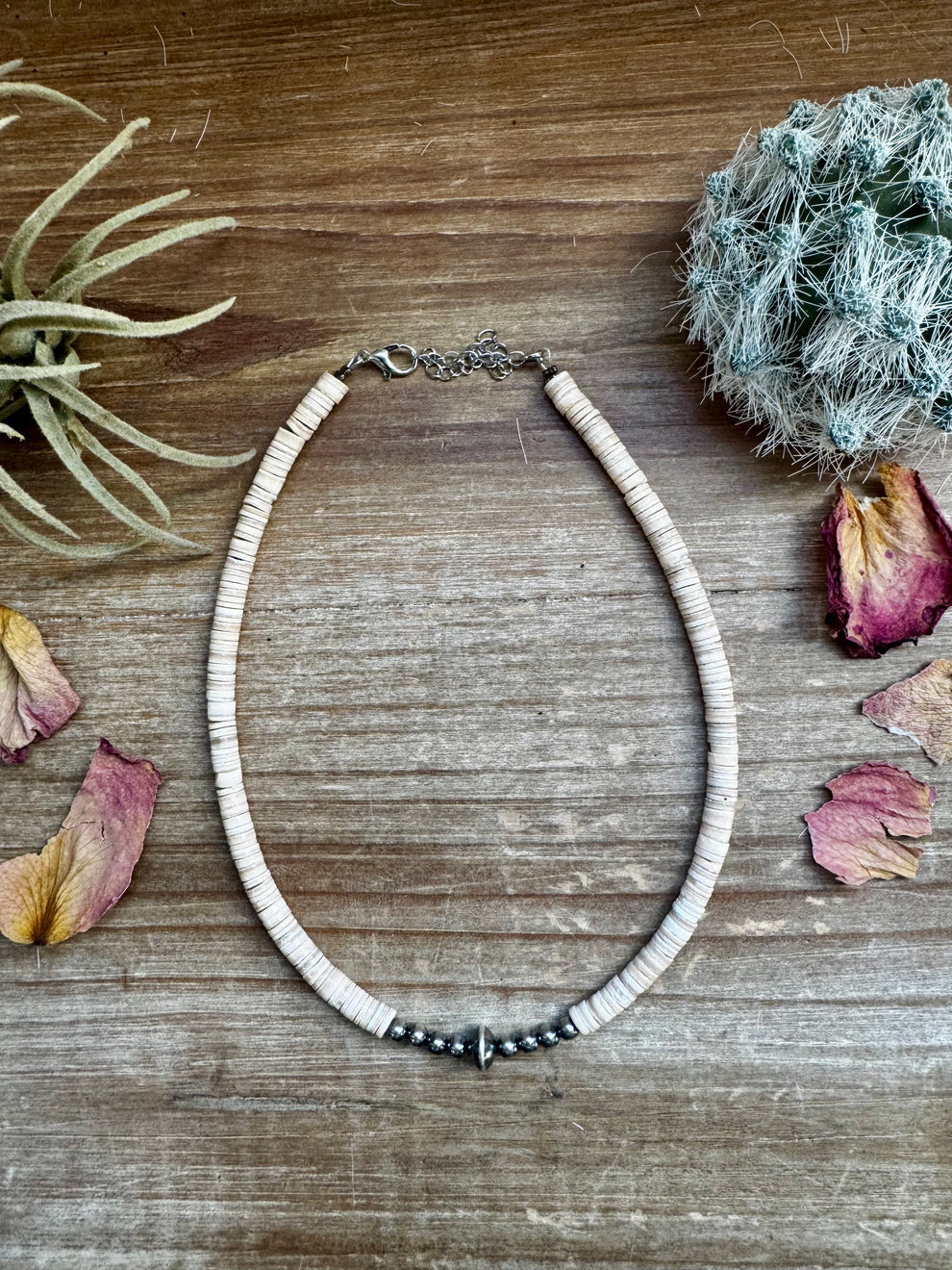 Sterling Pearls choker and Natural shell heishi
