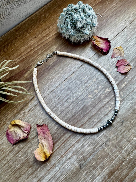 Sterling Pearls choker and Natural shell heishi