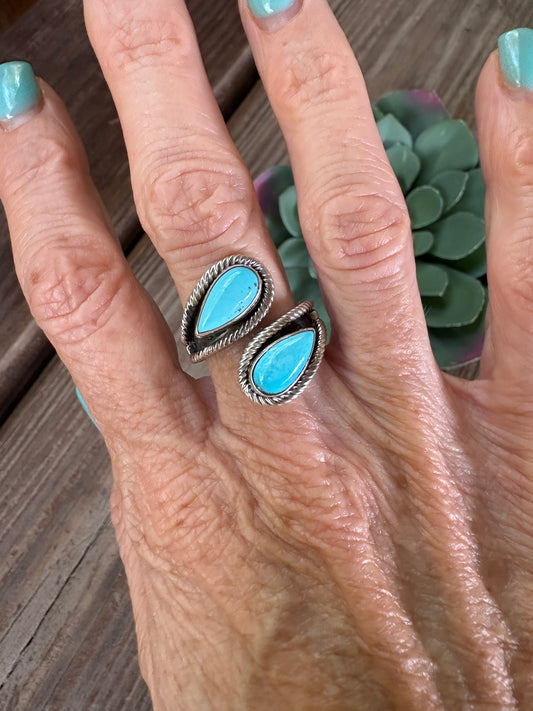 Navajo made Bypass Ring Stamped Z